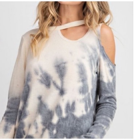 💗SALE ‼️BRUSHED KNIT CUT OUT TIE DYE TOP - Picture 2 of 5